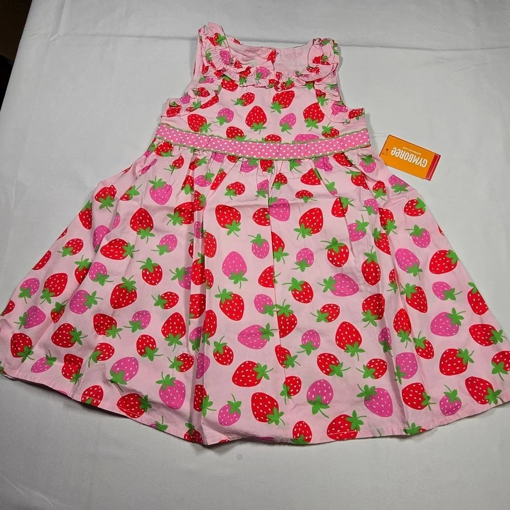 Gymboree‎ Strawberry Print Dress Girls 4T NWT Cottagecore Summer Ruffle Pink